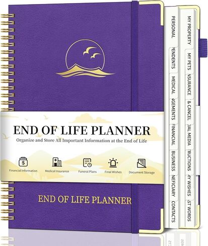 End of Life Planner, Estate Planning Organizer with Tabs for Senior, Spiral Funeral Planning Book with Large Font, Gold Corner Guards & Inner Pocket for Will Preparation, 7.36" x 10.4", Blue in Saudi Arabia