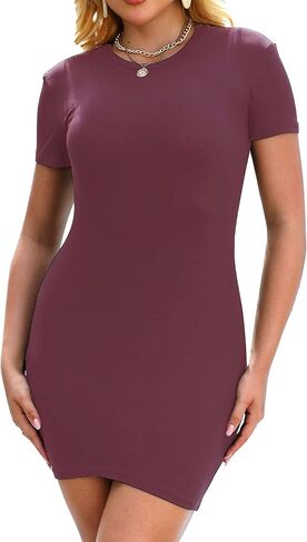 Chongbaijia 3 حزمة المرأة الصيف Bodycon فساتين طاقم الرقبة قصيرة الأكمام عادية تي شيرت فستان نادي الحفلات فستان Bodycon صغير in Kuwait