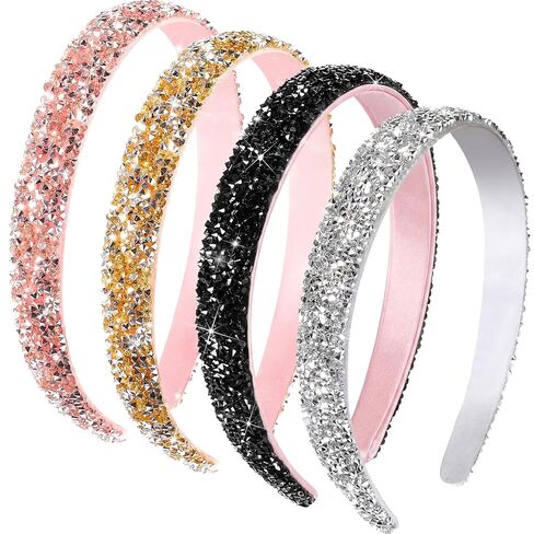 Waydress 4 Pieces Rhinestone Headband for Women Crystal Sparkly Jewel Bling Glitter Headband Hair Accessories (Simple Color) in Saudi Arabia