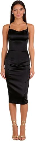 JUMISEE Women Neon Satin Sexy Bodycon Elegant Backless Long Midi Dress for Cocktail Party Clubwear in Kuwait