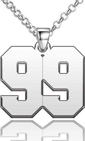 Stainless Steel Personalized Number Necklace Jewelry Custom Number Chain Sports Necklaces for Men Women, 0.7, 0.9 and 1.2 inch in Saudi Arabia