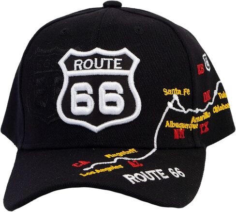 TOP HEADWEAR Route 66 Hat Embroidered Highway Map Baseball Cap Americana Travel Road Trip Cap in Saudi Arabia