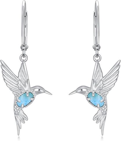 Hummingbird Earrings 925 Sterling Silver Genuine Gemstone Hummingbirds Drop Dangle Earring Animal Jewelry Gifts for Women in Saudi Arabia
