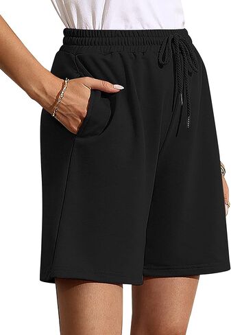 Quenteen Women Lightweight Bermuda Shorts Casaul Summer Knee Length Active Shorts Pockets Large Dark Green in Kuwait