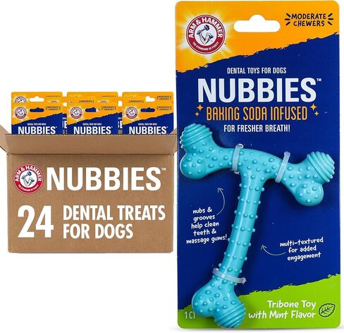 ألعاب Arm & Hammer Nubbies T -Bone Dental Dog Chew ، نكهة زبدة الفول السوداني - ألعاب مضغ نايلون متينة للكلاب ، ألعاب العظام ، عظام تنظيف الأسنان للمضغات تساعد in Saudi Arabia
