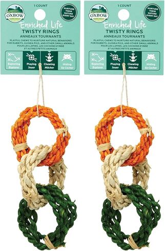 Oxbow Enriched Life Twisty Rings, Rabbit Toys, Guinea Pig Toys, Enrichment for Bunny, Guinea Pig, Hamster, Rabbit, Chinchilla, Rat, Chinchilla Cage Accessories, Small Pet Accessories for Cage in Saudi Arabia