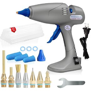 Monvict Hot Melt Glue Gun مع 7 فوهات نحاسية ، 3 أغطية إصبع السيليكون ، 12 عصي غراء تبديل درجات الحرارة المزدوجة ، الحبل القابل للانفصال باستخدام قاعدة الاحتياطية المضادة للفن لإصلاح الفنون DIY Craft in Kuwait