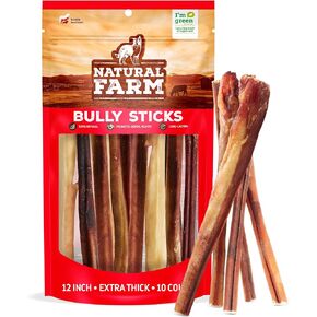 Natural Farm Odor Free Bully Sticks (7 Inch, 10 Pack), 100% Beef Pizzle Chews for Pups, Small and Medium Dogs - Fully Digestible & Best Natural Dental Treats to Keep Your Dog Busy & Happy in Kuwait