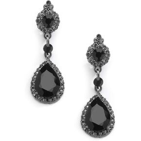 Mariell Gold Clip-On Earrings with Austrian Crystal Teardrop Dangles - Prom & Bridal Chandelier Clip Ons in Saudi Arabia