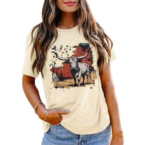 Cow Shirt Women Funny Cute Cattle Cowgirl T-Shirt Animal Graphic Tee Farm Life Casual Short Sleeve Tops Medium in Kuwait