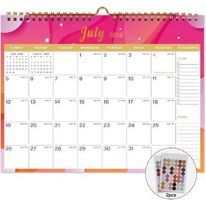 Lbylyhxc 2025-2026 Calendar - Includes January 2025 to June 2026 -18 Monthly Wall Calendar 2025-2026, 11 x 8.5 Inches.Thick Paper with Julian Dates and Block for New Year and Christmas Presents (Wall Calendar Colorful) in Kuwait