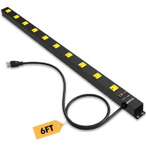 ZESEN 10 Outlet Heavy Duty Long Power Strip Surge Protector with 4ft Cord for Garage Workshop Workbench, ETL Certified, Black in Kuwait