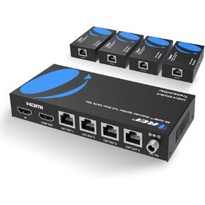 موسع OREI 4X4 4K HDMI Matrix Switcher - HDBaseT UltraHD 4K @ 60 هرتز 4:4:4 عبر كابل CAT5e/6/7 فردي مع تحكم HDR وCEC وIR، RS-232 - ما يصل إلى 400 قدم - 4 حلقات إضافية - 4 أجهزة استقبال in Kuwait