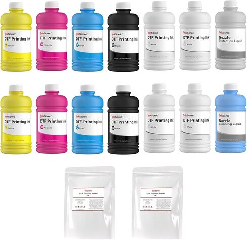 InkSonic DTF Ink 3000ML and Powder Kit Supplies, Premium DTF Transfer Ink for PET Film, Refill Ink Compatible for DTF Printer L1800, R1390 L805 L800 DX5 DX7 XP600 I3200 TX800 in Saudi Arabia
