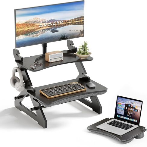 محول مكتب Amazer Bamboo الدائم ، 22 بوصة Sit Sit Stand Up Desk Riser Computer سطح مكتب سطح المكتب in Kuwait