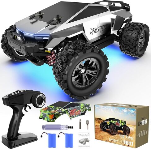1:18 مقياس All Terrain Fast RC Car ، 40 KPH HIGH 4WD 4WD ELECTRY OPERT مع 2.4 جيجاهرتز التحكم عن بعد ، وشاحنة وحش مقاومة للماء 4x4 مع بطاريتين قابلة لإعادة الشحن 60 دقيقة وقت التشغيل للأولاد 8+ in Kuwait
