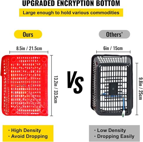 VEVOR Shopping Basket, 16.9 x 11.8 x 8.7 in/42.8 x 30 x 22 cm((L x W x H), Plastic Handle and Iron Stand, Set of 12 Store Baskets with Durable PE Material Used for Supermarket, Retail, Bookstore, Red in Saudi Arabia