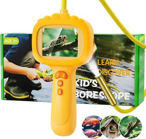 Borescope Camera with Light for Kids, Ashfly STEM Science Educational Toy for 3 4 5 6 7 8 Years Old Boys & Girls, 2.4" Screen Snake Scope Camera for Birthday Outdoor Camping Nature Exploration-Green in Saudi Arabia
