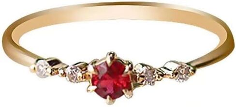 Cute Dainty Women's 14K Gold Ruby Drill Rings Delicate Rings Gemstone Rings Wedding Jewelry Heart Gemstone Promise Engagement Love Ring Size 5-10 (US 5) in Saudi Arabia