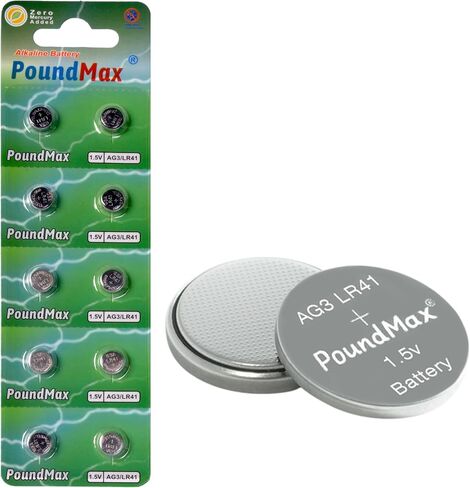 PoundMax AG3 LR41 Batteries 1.5v Alkaline Button Cell Battery - 10 Count in Saudi Arabia