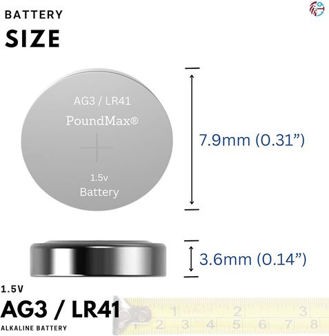 PoundMax AG3 LR41 Batteries 1.5v Alkaline Button Cell Battery - 10 Count in Saudi Arabia