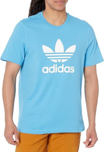 adidas Originals Men's Adicolor Classics Trefoil Tee, Sky Rush/White, X-Small in Saudi Arabia