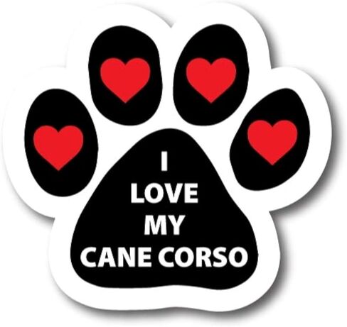 Magnet Me Up: I Love My Cane Corso Pup Pawprint Magnet Decal - 5 Inch - Heavy-Duty Automotive Magnet - Showcase Your Affection for Your Cane Corso Puppy - Ideal for Car, Truck, SUV in Saudi Arabia