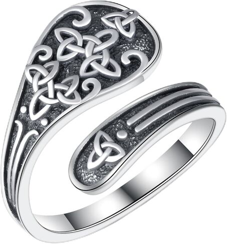 SCZKLAQ Celtic Spoon Rings for Women 925 Sterling Silver Adjustable Thumb Rings Vintage Celtic Knot Rings Jewelry Gifts for Women in Saudi Arabia