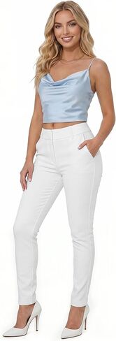 Hybrid & Company Womens Super Comfy Flat Front Stretch Trousers Chino Pants in Saudi Arabia