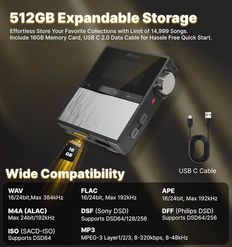 مشغل موسيقى P68 HiFi MP3 مع مشبك، مشغل موسيقى عالي الدقة DSD بدون فقدان، مشغل صوت محمول عالي الدقة مع بطاقة ذاكرة 16 جيجابايت، يدعم حتى 128 جيجابايت مشغل موسيقى HiFi للرياضة والجري in Saudi Arabia