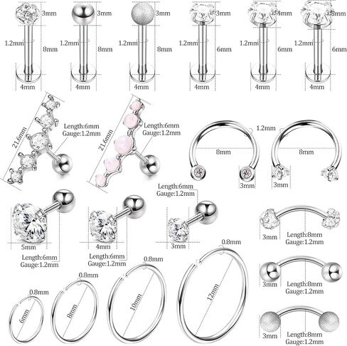 Drperfect 16G الغضروف القرط هوب للنساء إلى الأمام اللولب روك Daith محارة الزنمة الأذن ثقب المجوهرات in Saudi Arabia