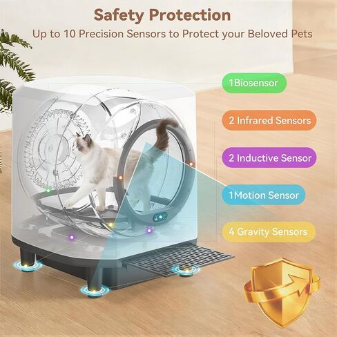 Self Cleaning Litter Box,90L Automatic Cat Litter Box Self Cleaning App-Controlled,Dual Safety Protection,1 Rolls Garbage Bags,White in Saudi Arabia