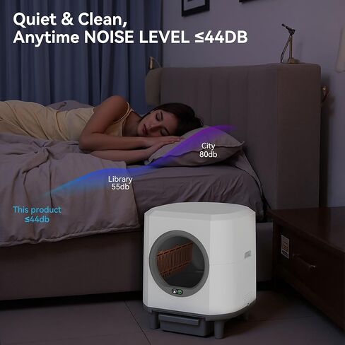 Self Cleaning Litter Box,90L Automatic Cat Litter Box Self Cleaning App-Controlled,Dual Safety Protection,1 Rolls Garbage Bags,White in Saudi Arabia