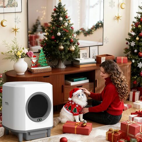 Self Cleaning Litter Box,90L Automatic Cat Litter Box Self Cleaning App-Controlled,Dual Safety Protection,1 Rolls Garbage Bags,White in Saudi Arabia