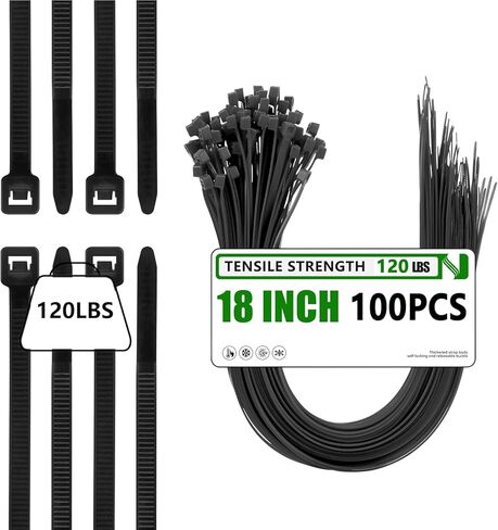 18 inch Black Zip Ties Heavy Duty 250 PACK,120LBS Tensile Strength Self-Locking heavy duty UV Resistant Cable Tie Wraps for indoor and outdoor use in Saudi Arabia