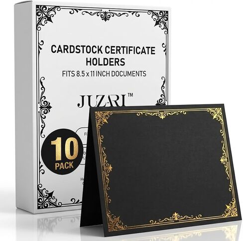 50 Pack Premium Black Perficate Assolbers 8.5 × 11 - وزن 300GSM Cardstock Diploma Holder & Certificate Folder - مجلدات شهادة الجائزة للتخرج مع Gold Foil - Diploma Cover 8.5x11 in Saudi Arabia