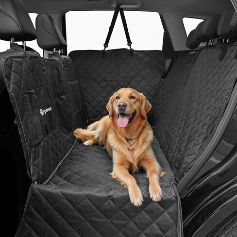 Dog Hammock for Car with Door Protectors, Waterproof, Scratchproof, Split Soft Dog Seat Cover for Back Seat, Fits SUV/Sedan/Pickup Truck/Tesla Models, Standard Size (Black) in Kuwait
