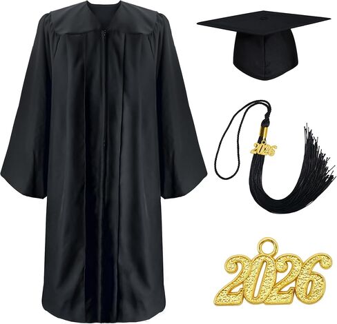 طقم ثوب وقبعة التخرج المستدامة من GraduatePro مع جيوب 2024، مادة معاد تدويرها بنسبة 100% لبكالوريوس المدرسة الثانوية باللون الأسود in Saudi Arabia