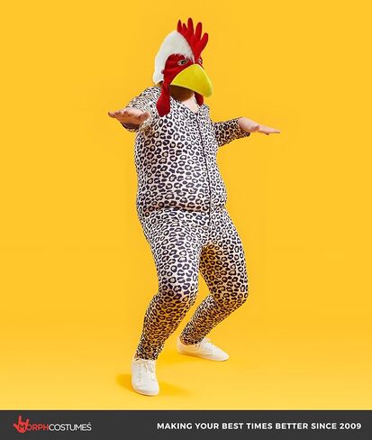Fuzzy Chicken Mask Hat - Rooster Hat Animal Costume Accessory - Cock Head Novelty, One Size Red/White/Yellow in Saudi Arabia