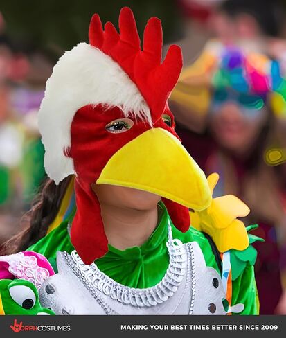 Fuzzy Chicken Mask Hat - Rooster Hat Animal Costume Accessory - Cock Head Novelty, One Size Red/White/Yellow in Saudi Arabia