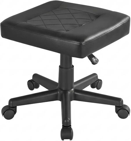 VECELO Under Desk Footrest, PU Ergonomic Foot Rest with Wheels, Comfort Padding, Height Adjustable for Relieving Leg Pain, Stiffness, Black in Saudi Arabia