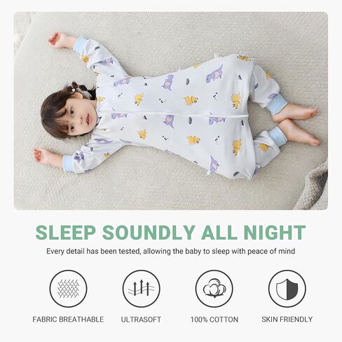 MICHLEY Baby Sleeping Sack with Legs Cotton Long Sleeve Toddler Wearable Blanket Sleeping Bag 2T-4T, Brown Bear in Saudi Arabia