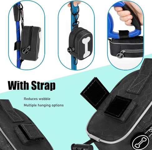 Dog Poop Bag Holder for Leash, Portable Dog Waste Bag Dispenser, Waterproof Fabric Zippered Pouch with Metal Clip, Velcro Straps and Elastic Clip in Saudi Arabia