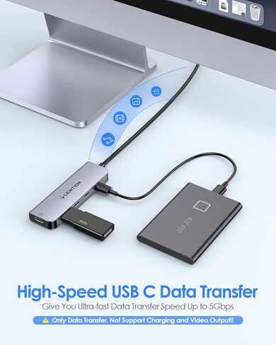 كابل LENTION بطول 2 قدم USB C Hub مع 4 منافذ USB C (USB 3.2 Gen 2، 10 جيجابت في الثانية، سرعة Thunderbolt)، شحن PD 100 وات، متوافق مع MacBook Pro 2023-2016، Mac Air/Surface الجديد، المزيد (CE31s، رمادي فضائي) in Kuwait