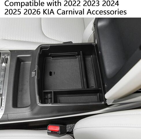 EDBETOS Center Console Organizer Tray Compatible with Kia Carnival KA4 Accessories 2022 2023 2024 Interior Secondary Armrest Storage Box Insert Tray, USB Cable Hole, ABS Material, Black in Saudi Arabia