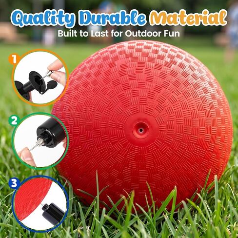 AMOR PRESENT Playground Ball, 8.5inch Inflatable Kickballs with Pump, Red Handball Rubber Dodgeball for Kids Beach Toy Sports Games Yoga Exercises Indoor Outdoor Pool Party in Saudi Arabia