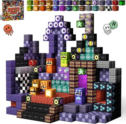 Idoot 100pcs الكتل المغناطيسية Monster Bear Montessori STEM ، بناء Magwonder مع بناء المباني ، هدايا الهالوين وهدايا أعياد الميلاد لأولاد يبلغون من العمر 5 سنوات in Kuwait