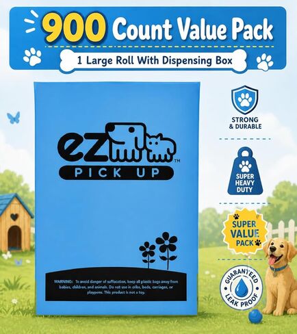 900 Pet Waste Disposal Dog Poop Bags, Z Pickup Bags Blue (single roll, not on small rolls) in Saudi Arabia