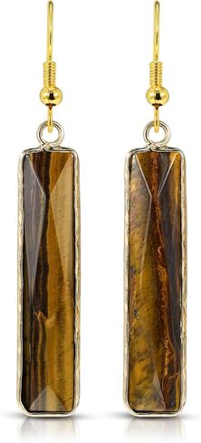 Aeravida Beautiful Green Rectangular Simulated Jade Gold-Plated Silver Dangle Earrings in Kuwait