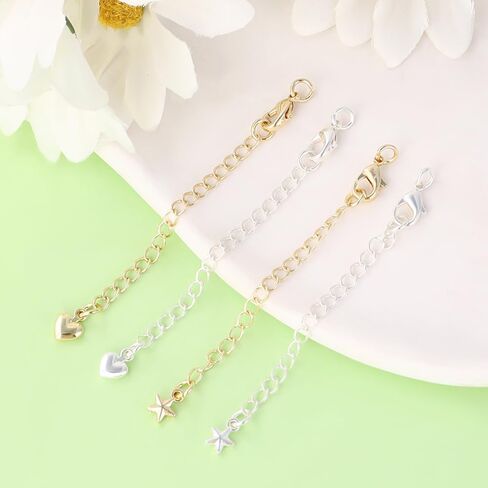 Vellibring 10PCS Necklace Extenders 18K Gold Plated Stainless Steel Chain Extenders Adjustable Double Lobster Clasp Extenders for Woman Bracelet Anklet Jewelry Making (2" 3" 4" 5" 6") in Saudi Arabia